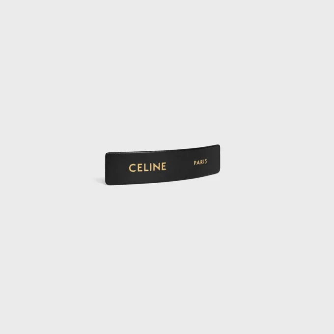 Celine Paris Hair Clip in Lambskin, Brass with Gold Finish and Steel Celine Paris Hair Clip in Lambskin, Brass with Gold Finish and Steel