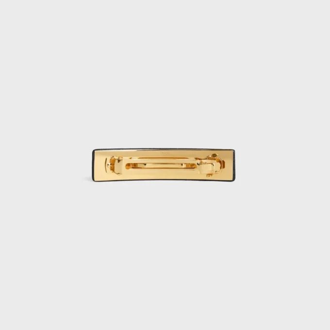 Celine Paris Hair Clip in Lambskin, Brass with Gold Finish and Steel Celine Paris Hair Clip in Lambskin, Brass with Gold Finish and Steel