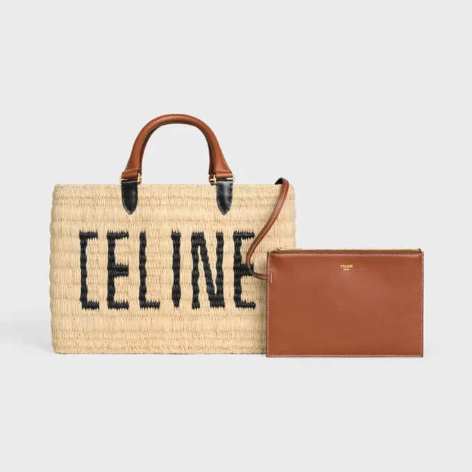 Celine Paris Panier in Raffia and Calfskin Celine Paris Panier in Raffia and Calfskin