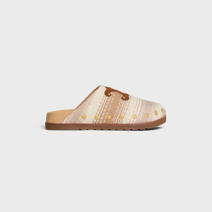 Celine Pitea Clog in Striped Cotton Textile Celine Pitea Clog in Striped Cotton Textile