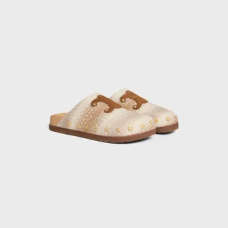Celine Pitea Clog in Striped Cotton Textile