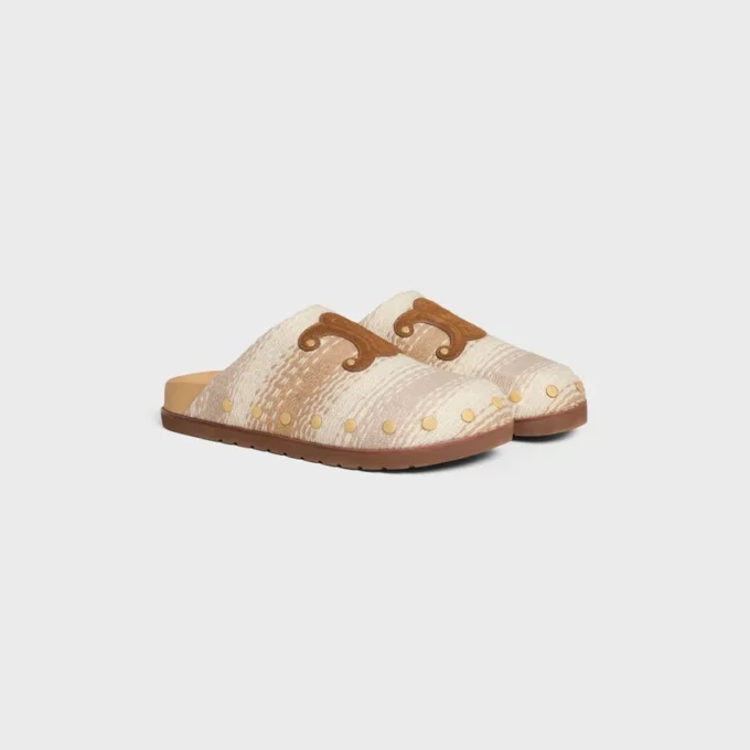 Celine Pitea Clog in Striped Cotton Textile Celine Pitea Clog in Striped Cotton Textile