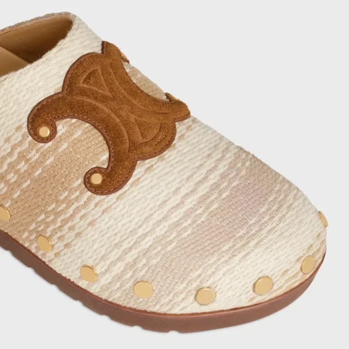 Celine Pitea Clog in Striped Cotton Textile Celine Pitea Clog in Striped Cotton Textile