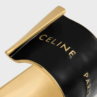 Celine Ribbon Large Cuff in Enamel and Brass with Gold Finish Celine Ribbon Large Cuff in Enamel and Brass with Gold Finish