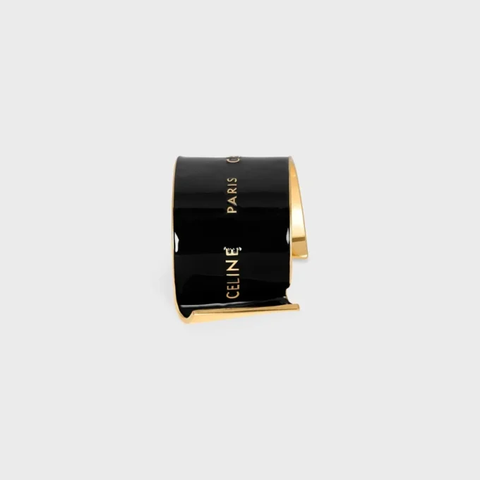 Celine Ribbon Large Cuff in Enamel and Brass with Gold Finish Celine Ribbon Large Cuff in Enamel and Brass with Gold Finish