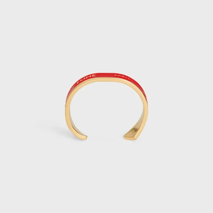 Celine Ribbon Small Cuff in Enamel and Brass with Gold Finish Celine Ribbon Small Cuff in Enamel and Brass with Gold Finish