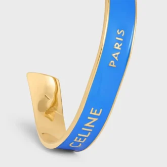 Celine Ribbon Small Cuff in Enamel and Brass with Gold Finish Celine Ribbon Small Cuff in Enamel and Brass with Gold Finish
