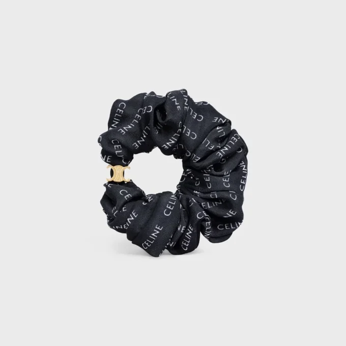 Celine Scrunchy Rayure in Silk and Brass with Gold Finish Celine Scrunchy Rayure in Silk and Brass with Gold Finish