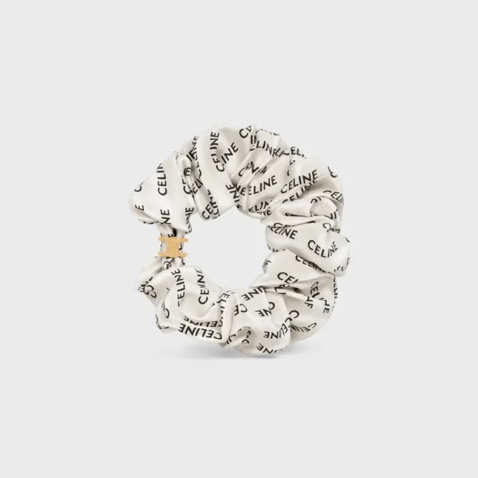 Celine Scrunchy Rayure in Silk and Brass with Gold Finish Celine Scrunchy Rayure in Silk and Brass with Gold Finish