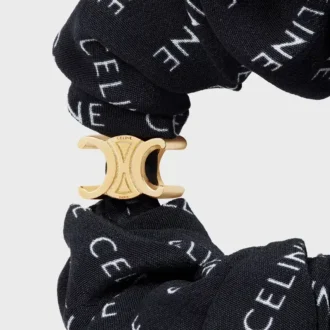 Celine Scrunchy Rayure in Silk and Brass with Gold Finish Celine Scrunchy Rayure in Silk and Brass with Gold Finish