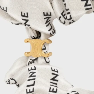 Celine Scrunchy Rayure in Silk and Brass with Gold Finish