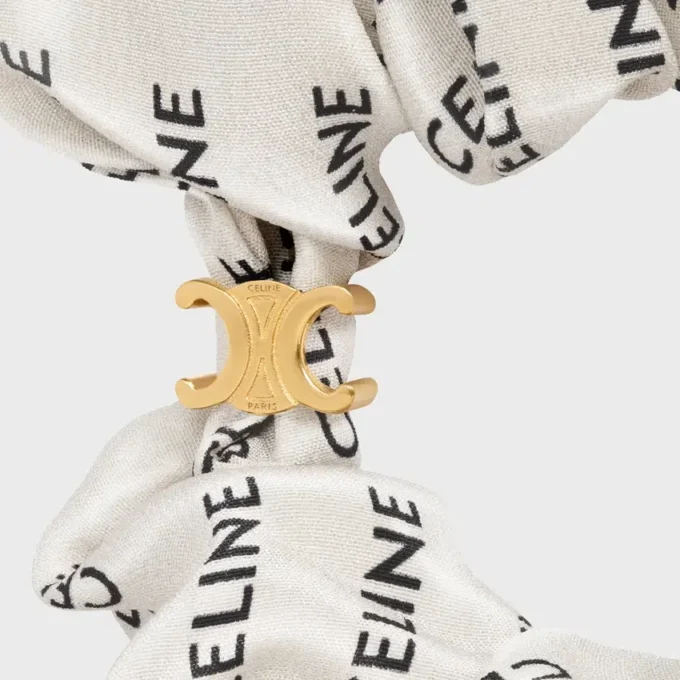 Celine Scrunchy Rayure in Silk and Brass with Gold Finish Celine Scrunchy Rayure in Silk and Brass with Gold Finish