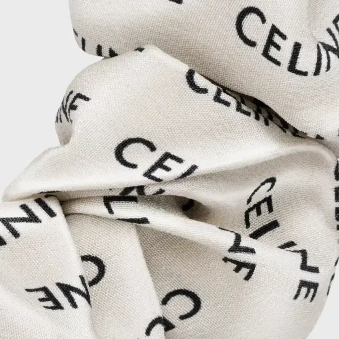 Celine Scrunchy Rayure in Silk and Brass with Gold Finish Celine Scrunchy Rayure in Silk and Brass with Gold Finish