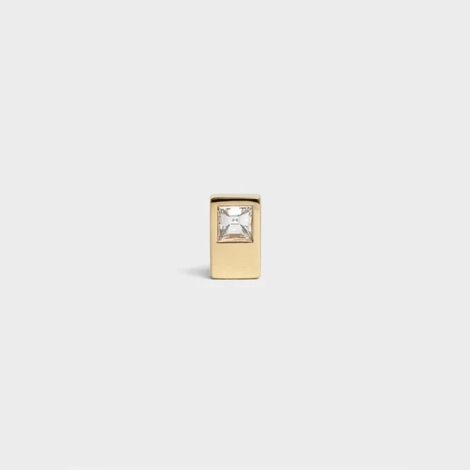 Celine Sentimental Double Square Stud in Yellow Gold and Diamond Celine Sentimental Double Square Stud in Yellow Gold and Diamond