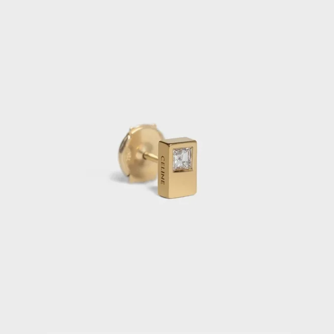 Celine Sentimental Double Square Stud in Yellow Gold and Diamond Celine Sentimental Double Square Stud in Yellow Gold and Diamond