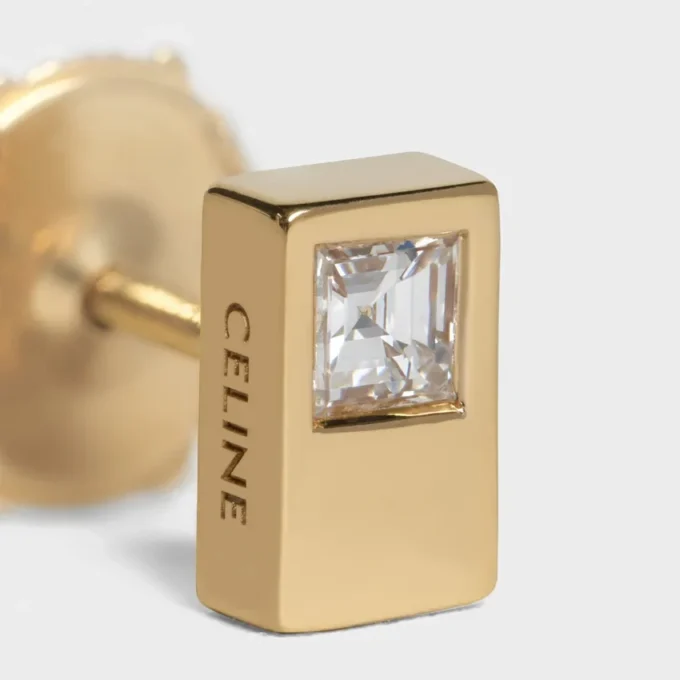 Celine Sentimental Double Square Stud in Yellow Gold and Diamond Celine Sentimental Double Square Stud in Yellow Gold and Diamond