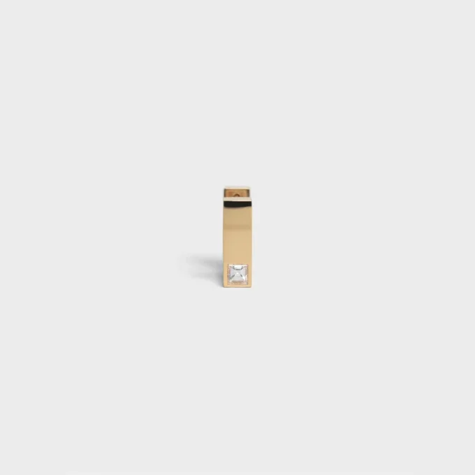 Celine Sentimental Square Earring in Yellow Gold and Diamond