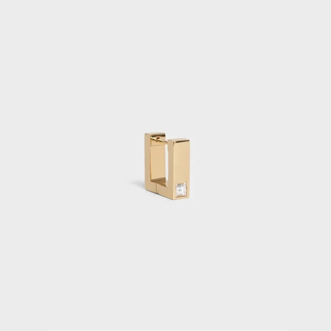 Celine Sentimental Square Earring in Yellow Gold and Diamond