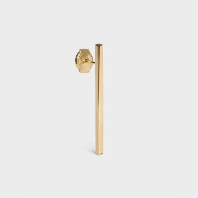 Celine Sentimental Straight Earring in Yellow Gold and Diamond