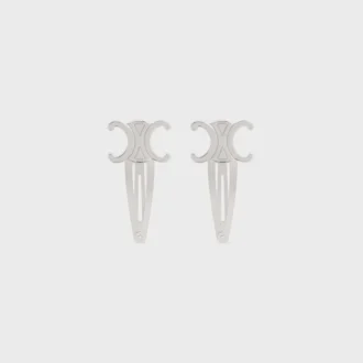 Celine Set of 2 Snap Hair Clip in Brass with Rhodium Finish and Steel