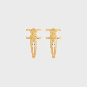 Celine Set of 2 Snap Hair Clips in Brass with Gold Finish and Steel