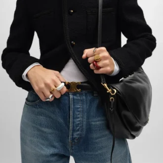 Celine Sulky Ring in Enamel and Brass with Gold Finish