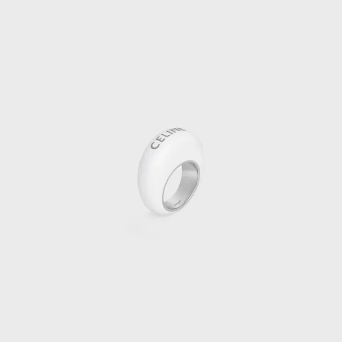 Celine Sulky Ring in Enamel and Brass with Rhodium Finish Celine Sulky Ring in Enamel and Brass with Rhodium Finish