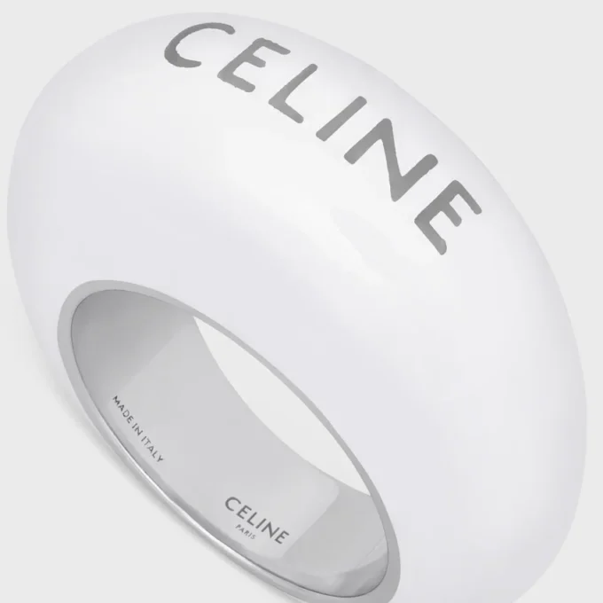 Celine Sulky Ring in Enamel and Brass with Rhodium Finish Celine Sulky Ring in Enamel and Brass with Rhodium Finish