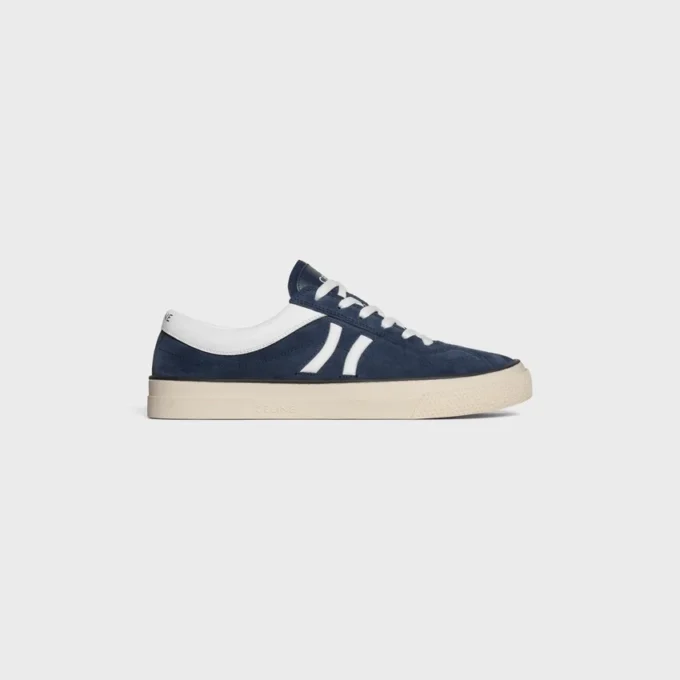 Celine Sunset Low Lace-Up Sneaker in Suede Calfskin and Calfskin