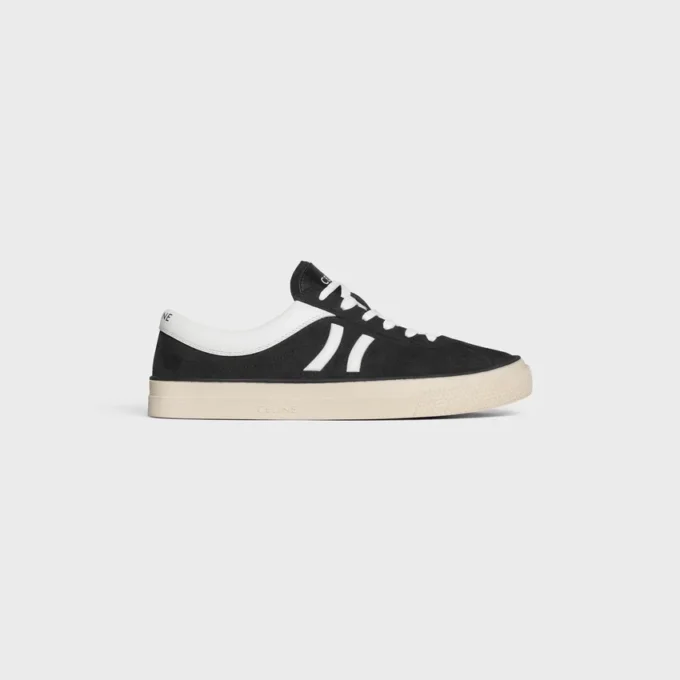 Celine Sunset Low Lace-Up Sneaker in Suede Calfskin and Calfskin