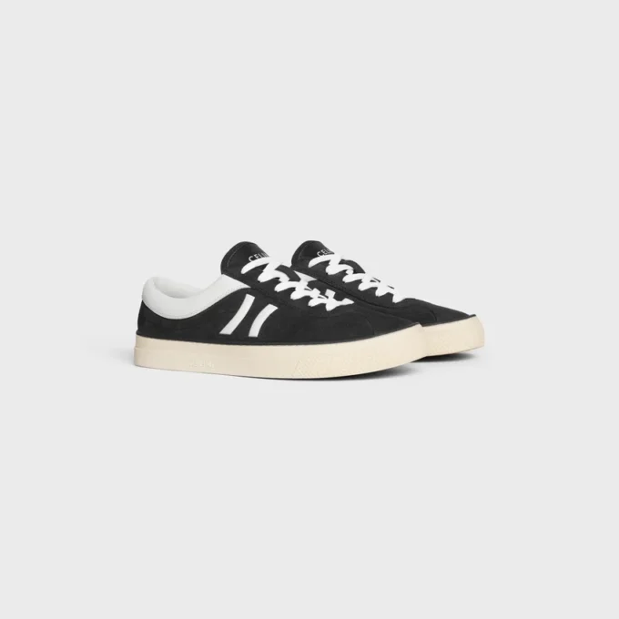 Celine Sunset Low Lace-Up Sneaker in Suede Calfskin and Calfskin