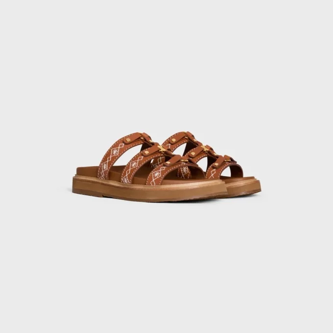 Celine – Tippi Slide in Embroidered Calfskin Celine – Tippi Slide in Embroidered Calfskin