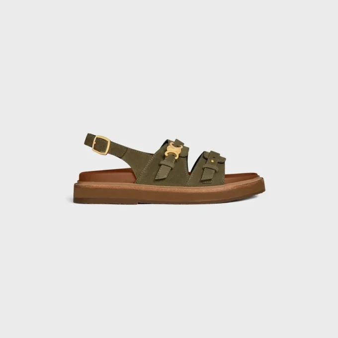 Celine – Tippi Triomphe Sandal in Suede Calfskin Celine – Tippi Triomphe Sandal in Suede Calfskin