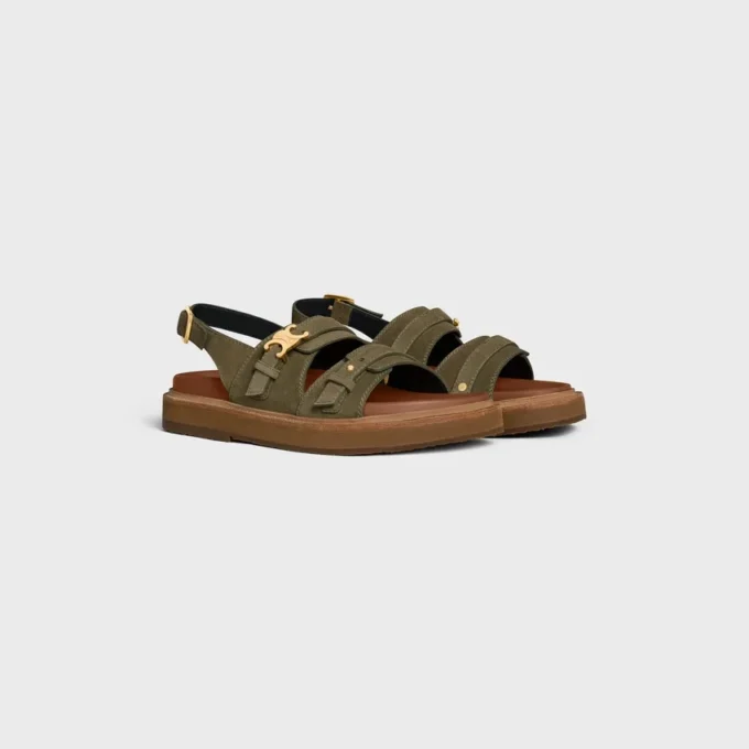 Celine – Tippi Triomphe Sandal in Suede Calfskin Celine – Tippi Triomphe Sandal in Suede Calfskin