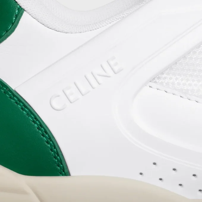 Celine Trainer Ct-09 Low Lace-Up Sneaker in Calfskin and Mesh