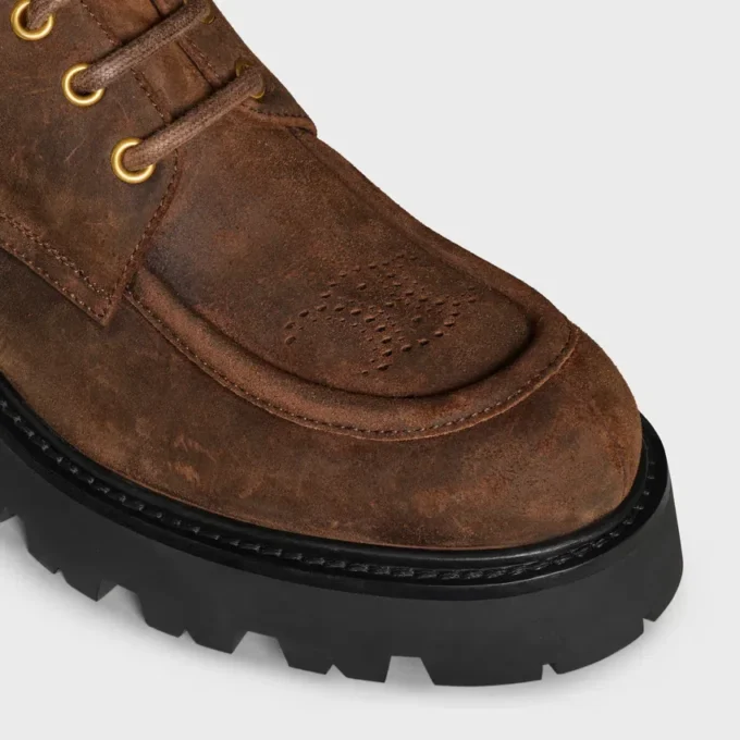Celine Triomphe Derbies in Waxed Suede Calfskin Celine Triomphe Derbies in Waxed Suede Calfskin