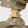 Celine Triomphe Diagonale Scrunchy in Silk and Brass with Gold Finish Celine Triomphe Diagonale Scrunchy in Silk and Brass with Gold Finish