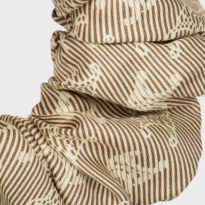Celine Triomphe Diagonale Scrunchy in Silk and Brass with Gold Finish Celine Triomphe Diagonale Scrunchy in Silk and Brass with Gold Finish