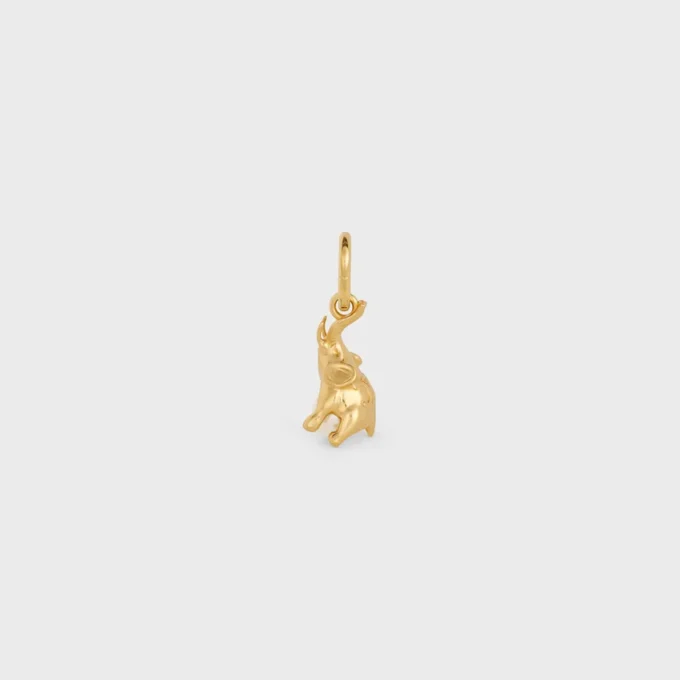 Charms Elephant on Pearl in Brass with Gold Finish and Resin Pearl Charms Elephant on Pearl in Brass with Gold Finish and Resin Pearl