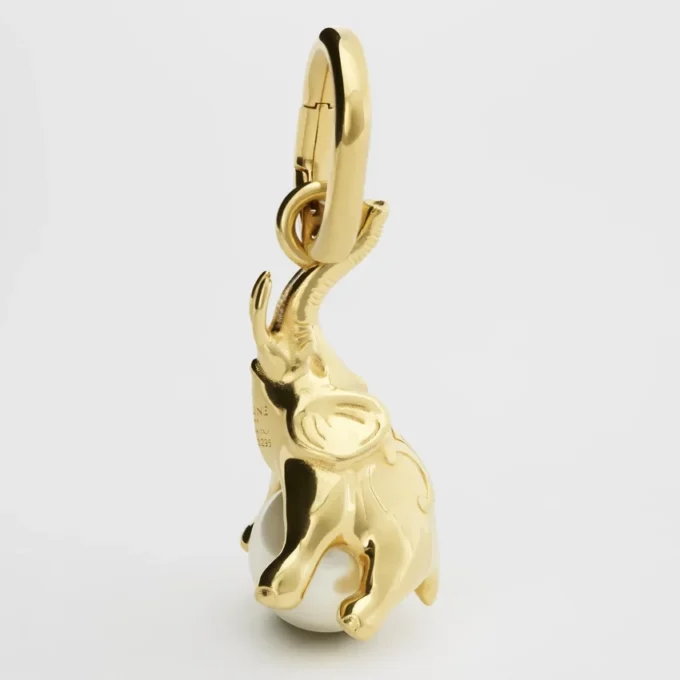 Charms Elephant on Pearl in Brass with Gold Finish and Resin Pearl Charms Elephant on Pearl in Brass with Gold Finish and Resin Pearl