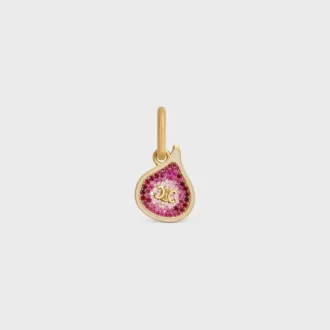 Charms Fig in Brass with Gold Finish, Enamel and Strass