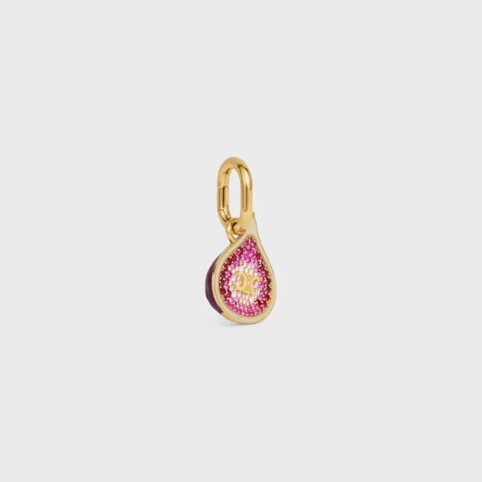Charms Fig in Brass with Gold Finish, Enamel and Strass Charms Fig in Brass with Gold Finish, Enamel and Strass