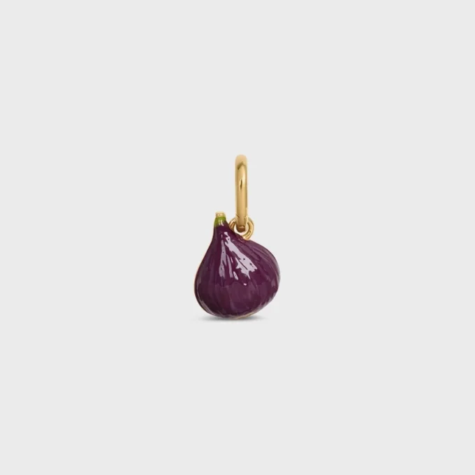 Charms Fig in Brass with Gold Finish, Enamel and Strass Charms Fig in Brass with Gold Finish, Enamel and Strass