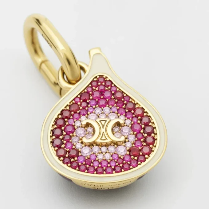 Charms Fig in Brass with Gold Finish, Enamel and Strass Charms Fig in Brass with Gold Finish, Enamel and Strass