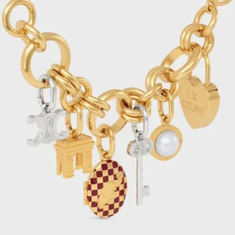 Charms Elephant Locket in Brass with Gold Finish, Enamel and Steel