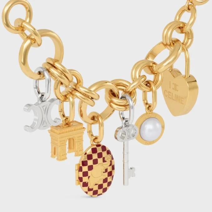 Charms Elephant Locket in Brass with Gold Finish, Enamel and Steel Charms Elephant Locket in Brass with Gold Finish, Enamel and Steel