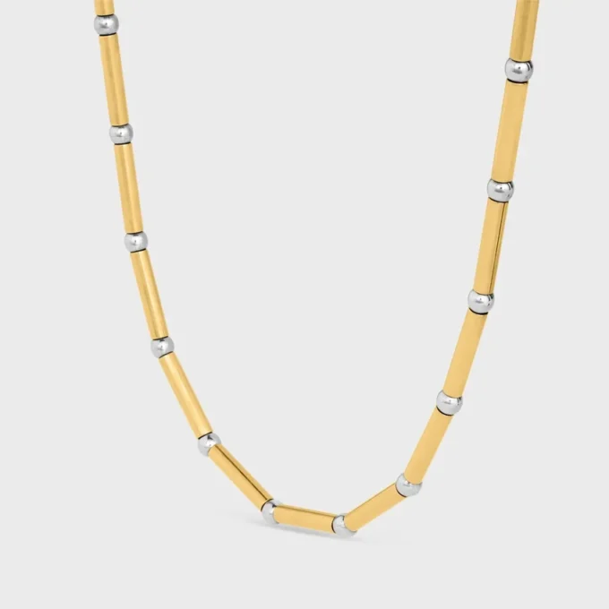 Charms Long Necklace in Brass with Gold and Rhodium Finsih Charms Long Necklace in Brass with Gold and Rhodium Finsih
