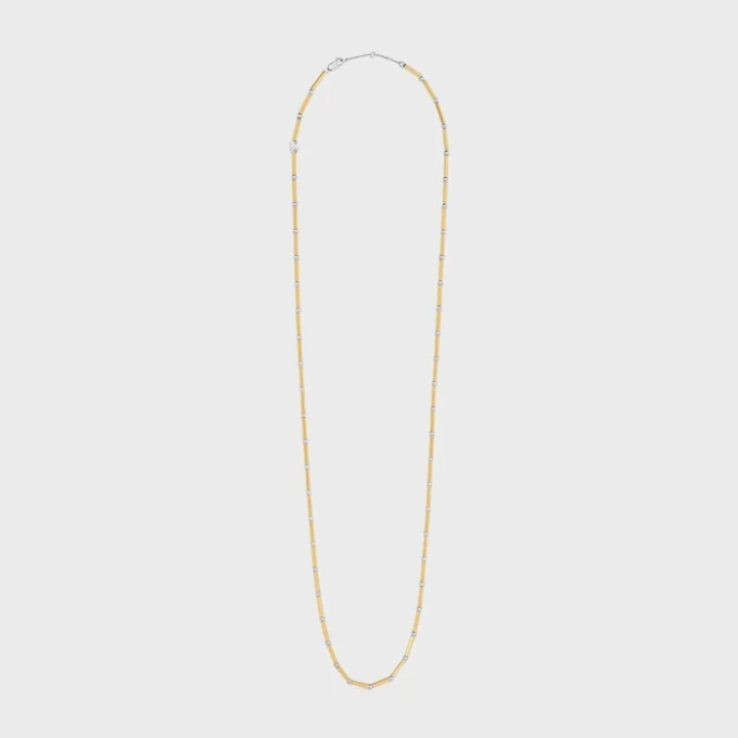 Charms Long Necklace in Brass with Gold and Rhodium Finsih Charms Long Necklace in Brass with Gold and Rhodium Finsih