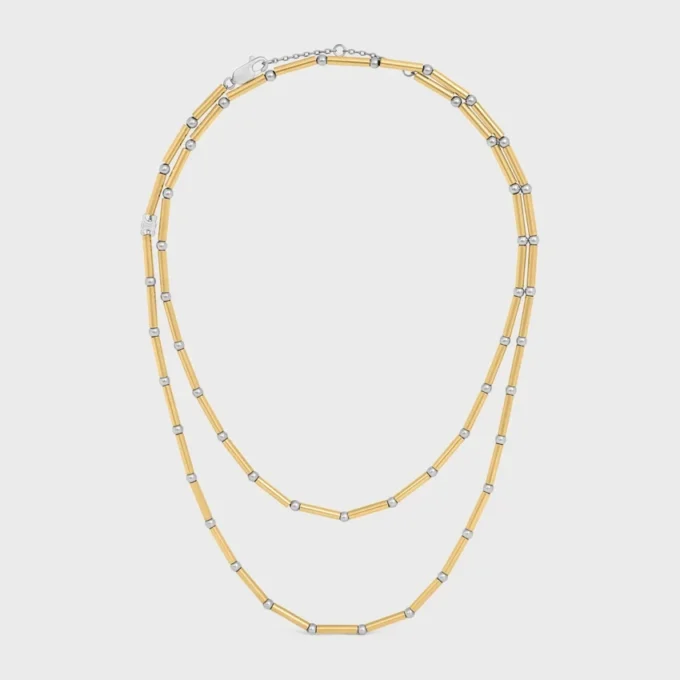 Charms Long Necklace in Brass with Gold and Rhodium Finsih Charms Long Necklace in Brass with Gold and Rhodium Finsih
