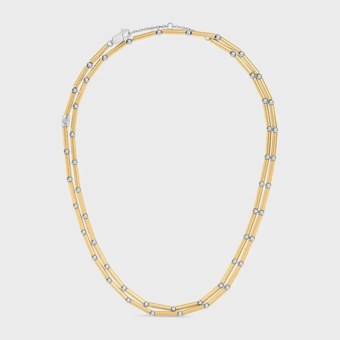 Charms Long Necklace in Brass with Gold and Rhodium Finsih Charms Long Necklace in Brass with Gold and Rhodium Finsih